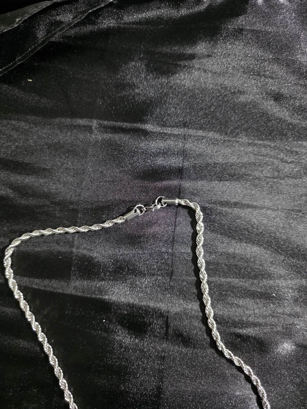 Silver Tone Rope Chain Bling Cross Charm Pendant Swaggy Necklace,